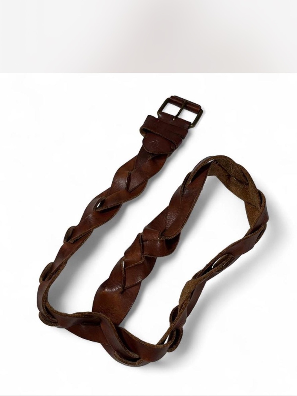 ABERCROMBIE & FITCH LIGHT BROWN GENUINE BRAIDED LEATHER BELT SIZE M/L